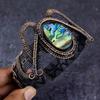 Natural Abalone Shell Gemstone Copper Wire Wrap Cuff Bangle Adjustable ET-4664