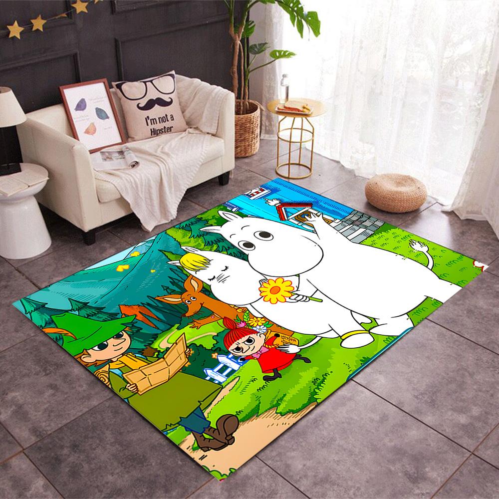 Tappeti Antiscivolo a Tema Avventura della Famiglia Moomin - Arredamento per la Casa in Poliestere, Adatti per Camere da Letto, Soggiorni, Ingressi, Studi e Decorazioni