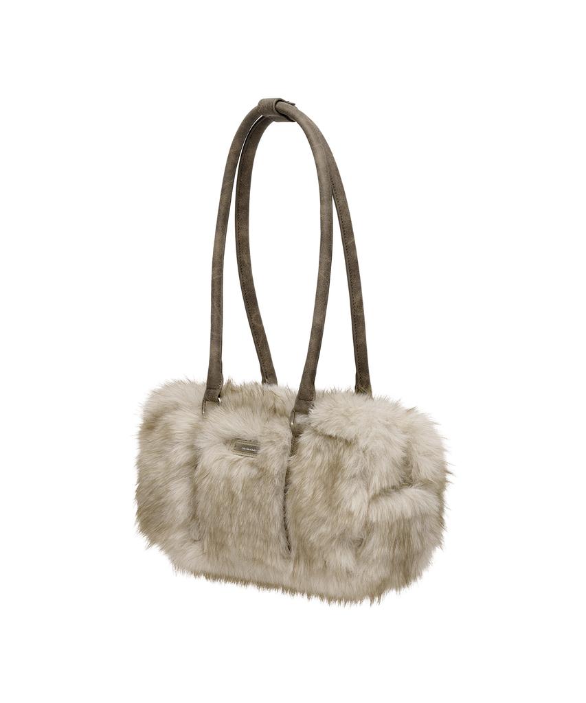 Ames-Worldwide Ames Fur Shoulder Bag Ivory