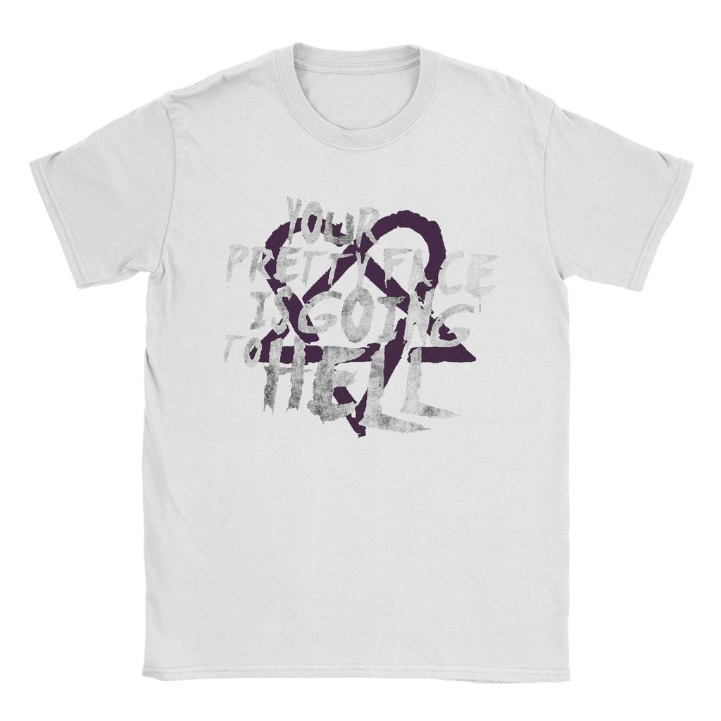 Him Band Your Pretty Face Is Going To Hell T-Shirts for Men  Vintage Pure Cotton Tees Short Sleeve T Shirts Printed Clothing