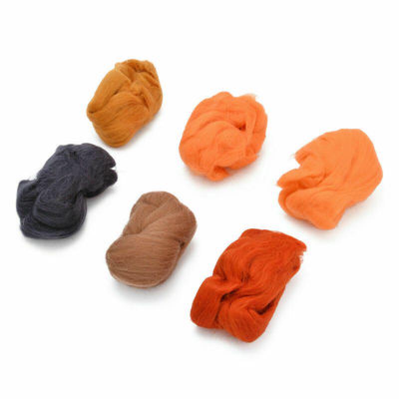 Multi Color Wool Felt Fibre for DIY Doll Needle Felting Wool Hand Spinning Needlework Raw Wool Roving