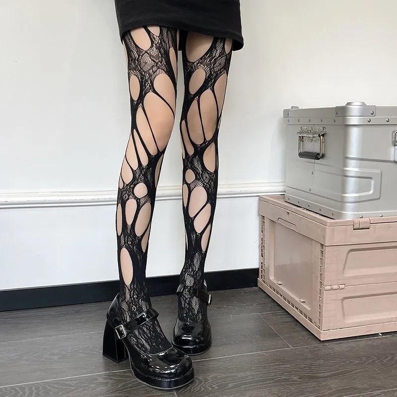 Brown Stockings Women'S Spring And Autumn Anti-Hook Bottoming Socks Summer Lace Retro Flower Jacquard Mesh Socks Beautiful Legs
