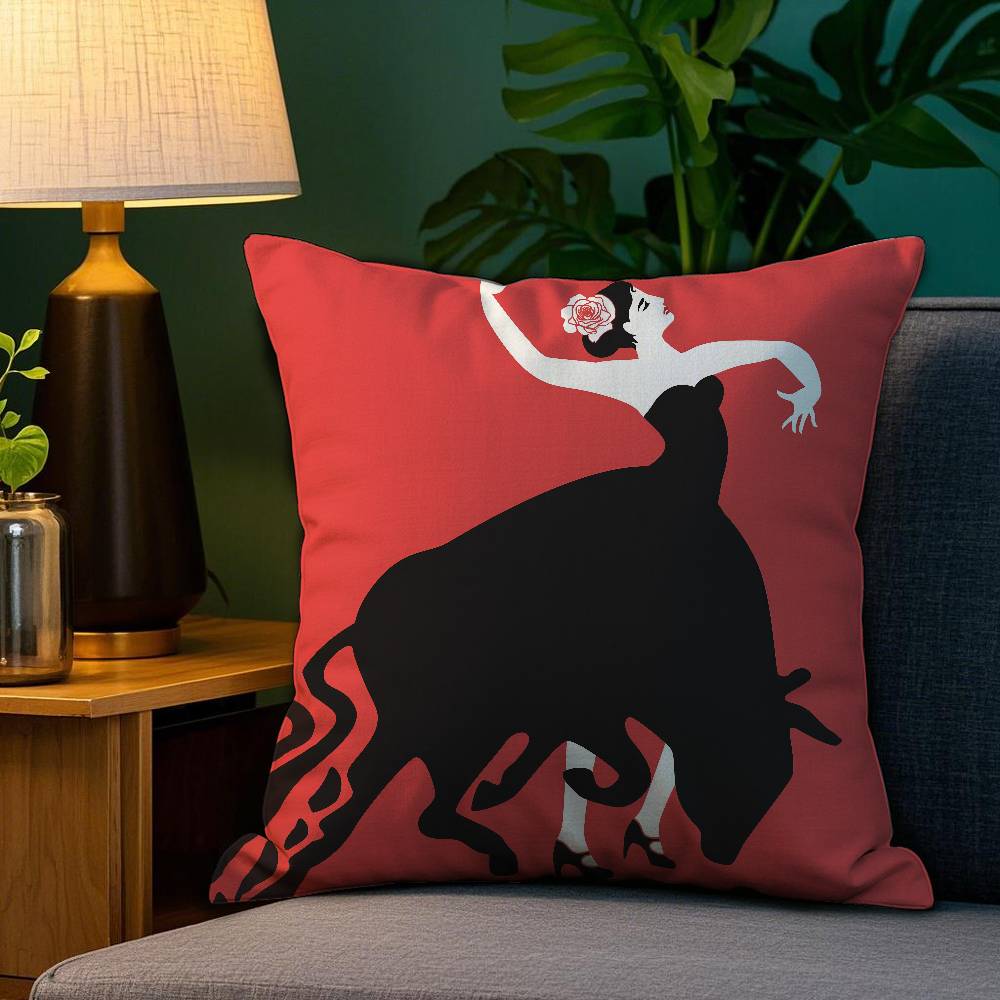 Spanisches Stierrennen Kissenbezug Plüschstoff Weich Beidseitiger Druck Sofakissenbezug Dekokissenbezüge