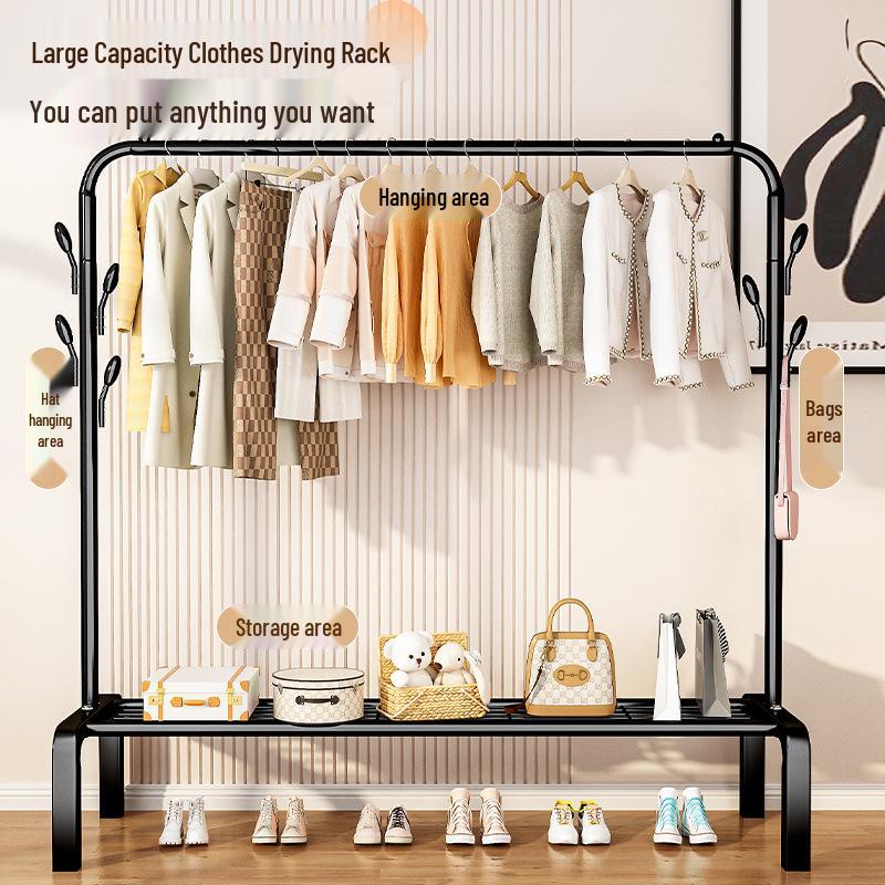 Floor-Standing Foldable Clothes Rack: Multifunctional Hanger for Bedroom & Dorm Drying Needs