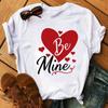 Graphic T-Shirt Women Clothing Harajuku Heart Print Aesthetic Basic O-Neck Tops Casual Tshirt Tee Fashion Roupas Femininas
