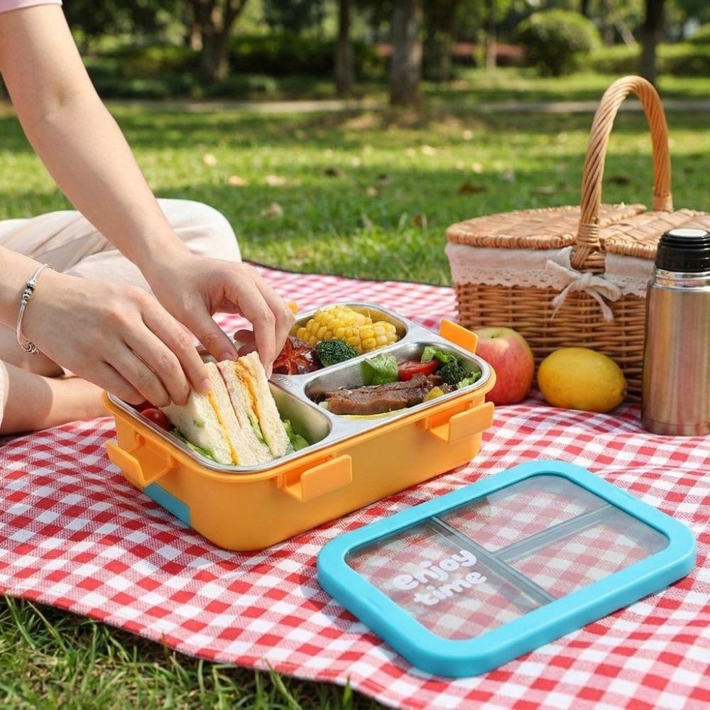 Leak-proof Divided Compartments Insulated Lunch Box Sealed Lid Food Container School Lunch