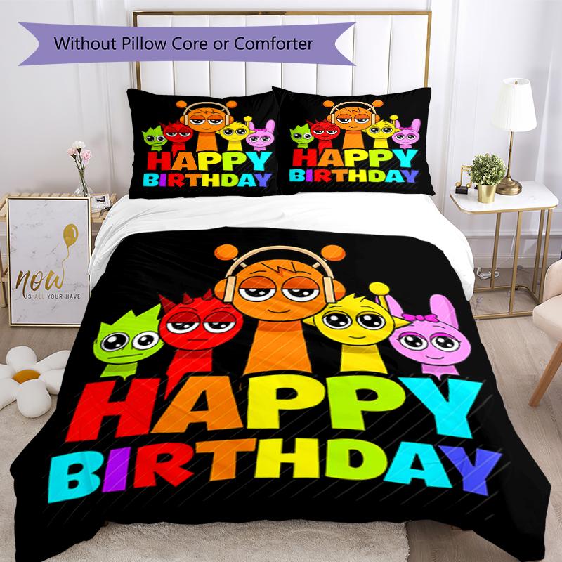 3pcs Sprunki Game3 Pattern Bedding Set Duvet Cover Set Includes Duvet Cover &pillowcases, Perfect All Season Bedroom Decoration & Gift