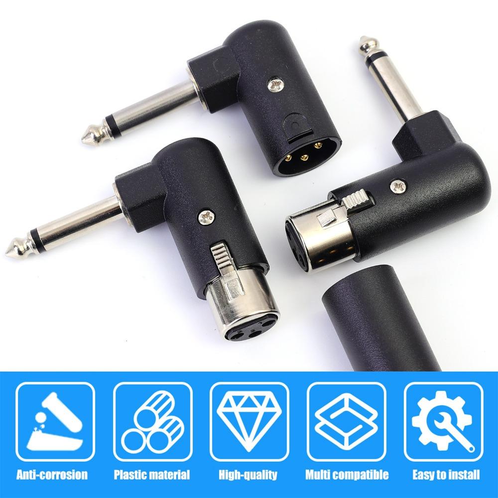 1/2/4/6PCS 3Pin XLR Female Male To 1/4"/6.35 Mm Angle Adapter Connector for Headphone Microphone Power Amplifier Guitar Speakers