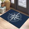 Nautical Vintage Theme Carpet Mat Rug Anchor Steering Wheel Compass Map Retro Hand-drawn Home Decoration Entryway Navy Blue