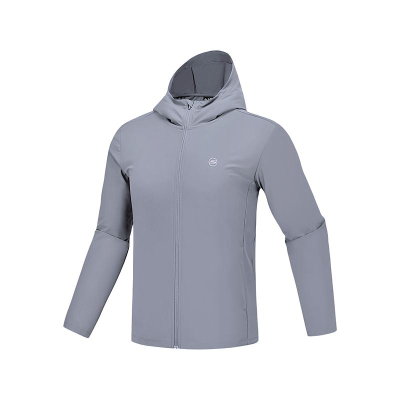 Skechers Sports Life Sun Protection Family Mint Series Knitted Hooded Cooling Jacket Men Jacket Wind-Grey P225M182-02N6 XL