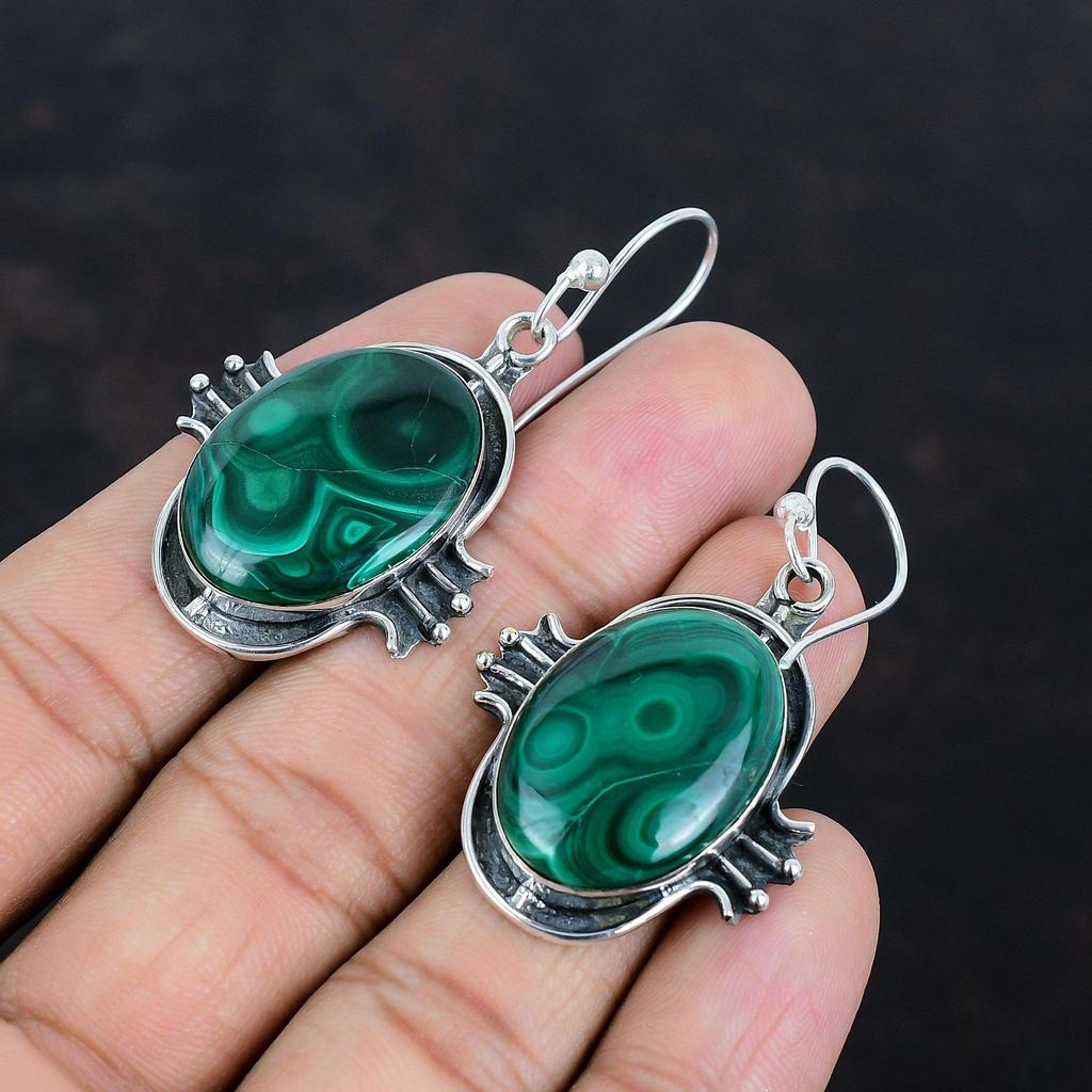 Malachite Earring Gemstone Jewelry Handmade Earrings 925 Sterling Silver Earring Dainty Malachite Jewelry Brand New Earring Engagement Gifts