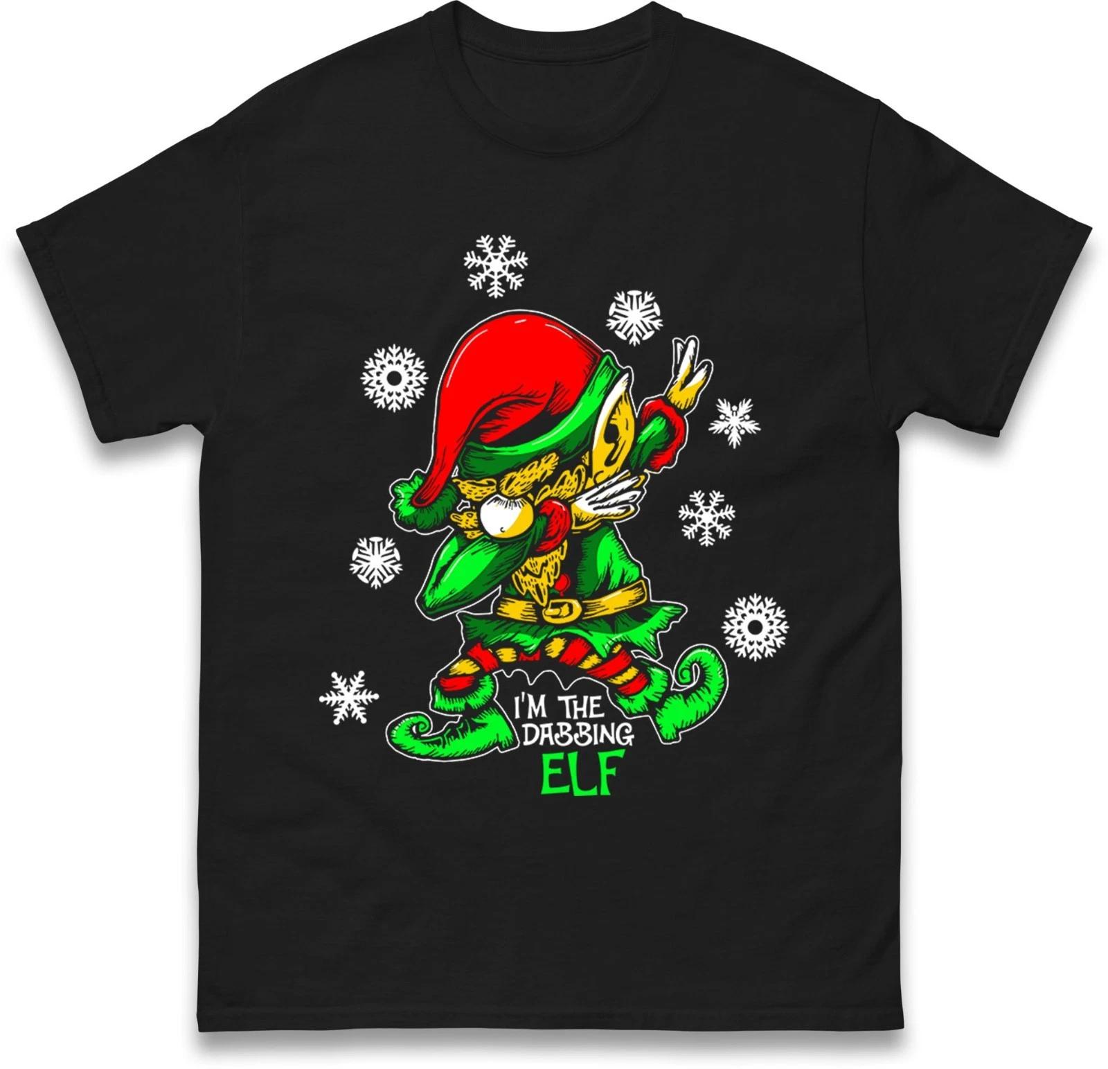 Dabbing Elf Christmas T Shirt, Xmas Festive Tee Top, Funny Family Matching Top 4XL