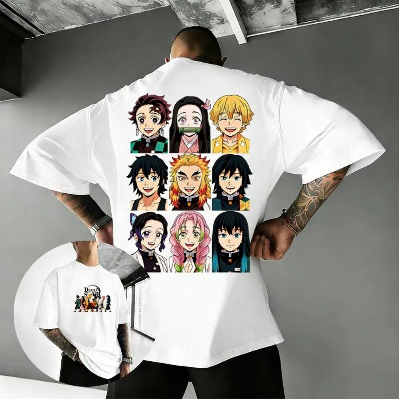 

Unisex Pure Cotton Tshirt Demon Slayer Kamado Tanjiro 2026 Summer Harajuku Anime Printed Loose Family Short Sleeved Top S