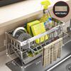 Kitchen Sponge Holder Stainless Steel Sink Drain Rack Soap Drainer Towel Rack Shelf Organizer bathroom Storage Accessories