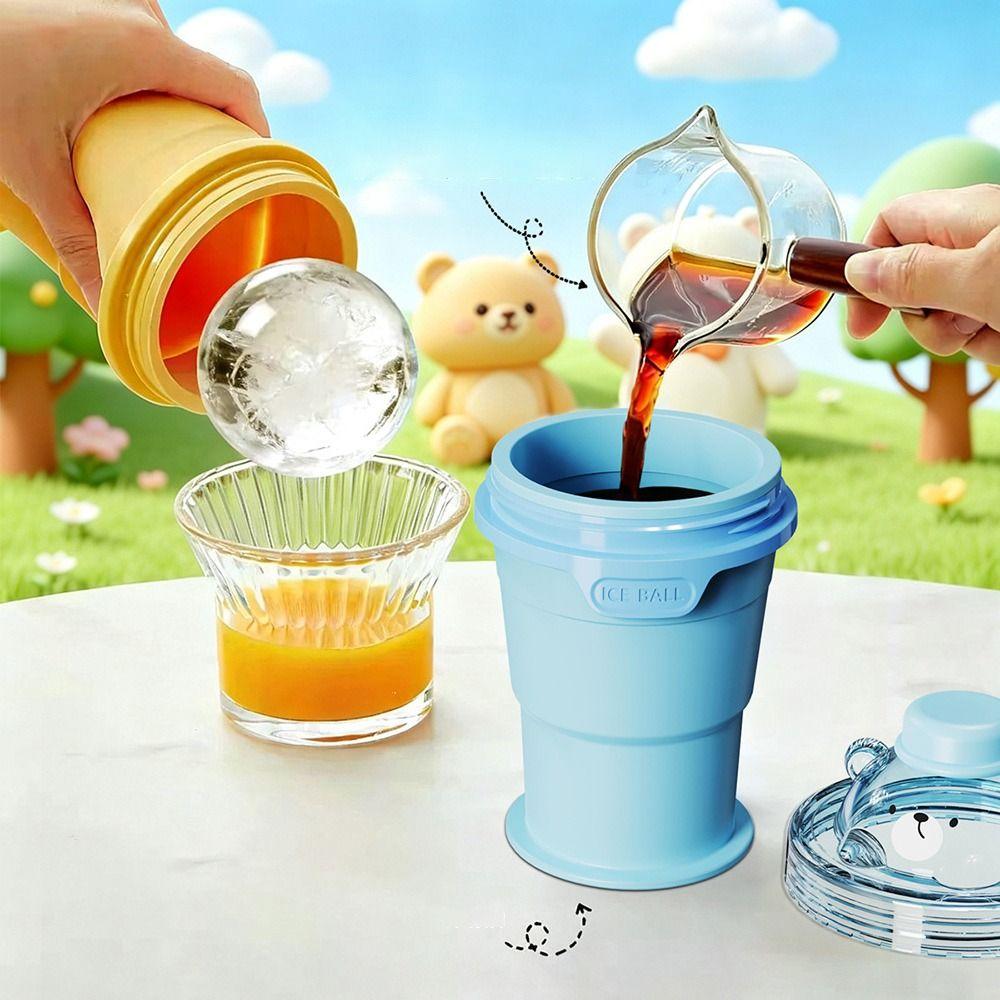 Foldable Ice Ball Cup Reusable Ice Cube Mold Portable Ice Mold Cup Summer Drink
