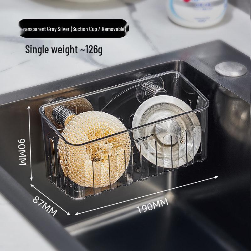 Corner Sink Storage Rack - Multi-functional Sponge & Dish Organizer with Suction Cup Wall Mount