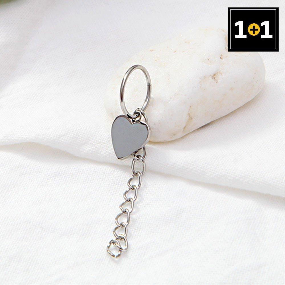 [1+1] Surgical Piercing Love Point Drop Heart Single-Sided Sale