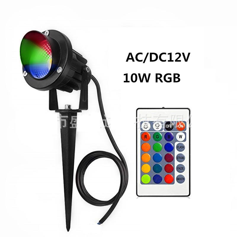 

LED COB Spike Lawn Lamp Waterproof RGB 7Colors Change Remote Control Light Garden Path Spotlights 10W #441