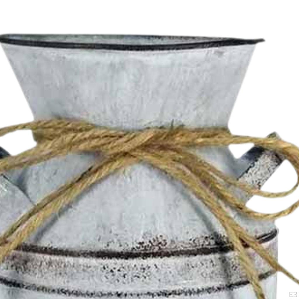 Flower Rustic Jug Decorative Metal Planter for Artificial Flowers Farmhouse Vase Living Room