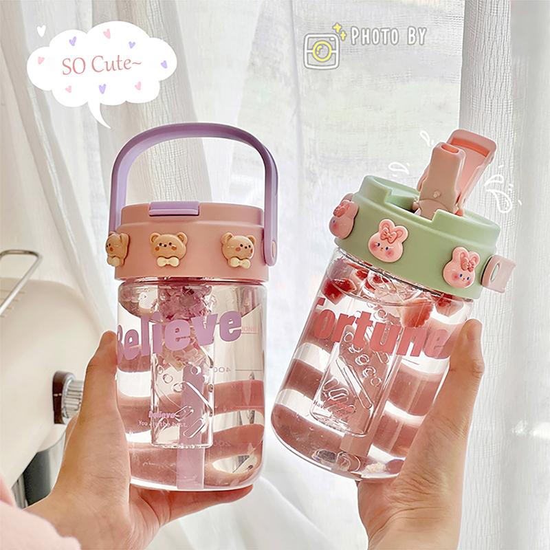 Charming Plastic Water Bottle With Tea Strainer Lightweight Sport Roomy Student Children Straw Tea Separation Drinking Cup