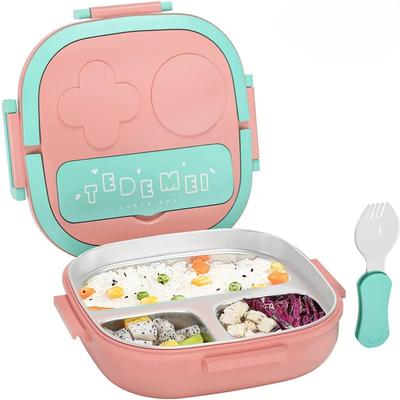 500ML Nerezový Bento Box Izolovaný Obědový Box Pro Děti Batolata Dívky Kovové Porce Sekce Nepropustný Obědový Kontejner Box