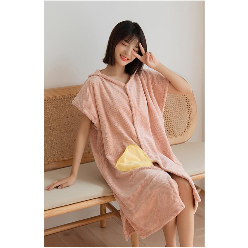 

Новый многофункциональный носимый плащ-накидка, цельный купальник с капюшоном, халат, юката, домашний купальник, юбка с капюшоном из кораллового флиса 140*90CM светло-розовый