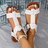 Retro Beach Women's Sandals with Plus-size Buckle Cutout Flat Shoes