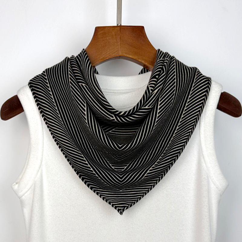 Silk Wool 65 Square Scarf: Simple Stripe Double-Sided Mulberry Silk Wool Shawl for Autumn and Winter