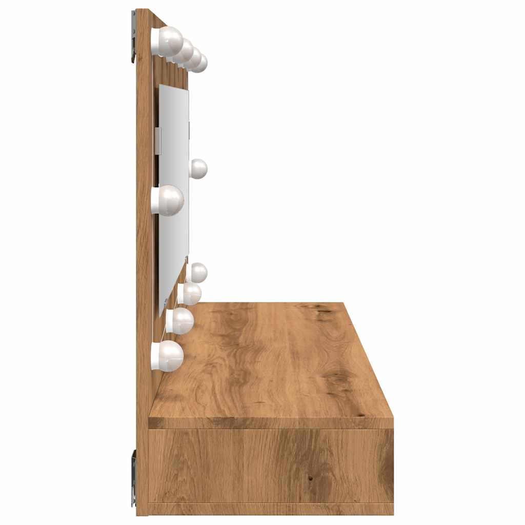 LED Mirror Cabinet In Artisan Oak 90 X 31.5 X 62 Cm
