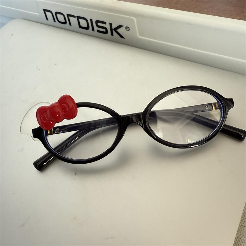 Y2k Leopard Print Bow Glasses Retro Korean Anti Blue Light Eyewear Eye Protection Girl Optical Frame