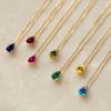 eManco Hot Sale Shiny Crystal Necklace Stainless Steel Teardrop Zirconia Pendant Women's Birthstone Collarbone Chain Wholesale