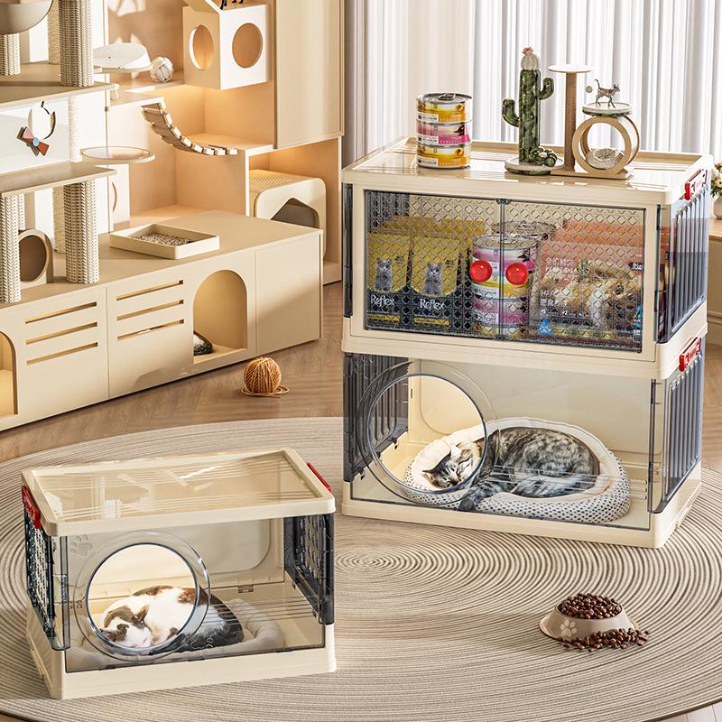 In-Stock Multi-layer Foldable Transparent Cat Bed & Toy Storage Cabinet