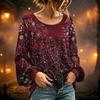 Women's Round Neck Long Sleeve Halloween Print Blouse Top for Party Wear