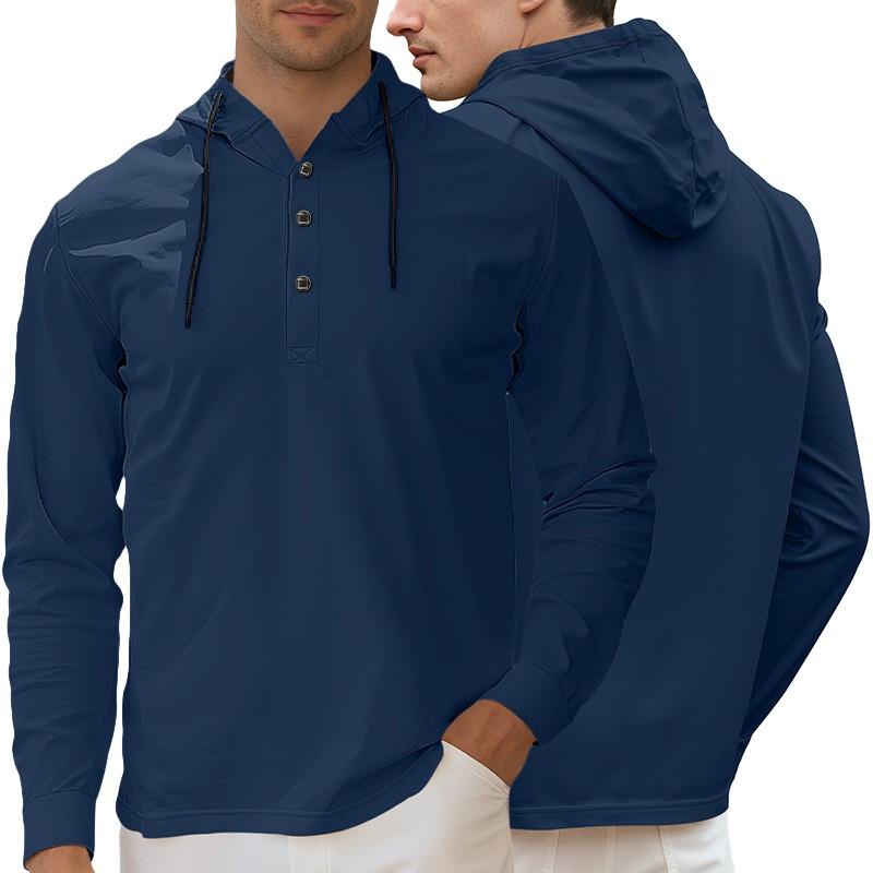 Mens Casual Hooded Cardigan Sweatshirt Solid Color Lightweight Daily Wear