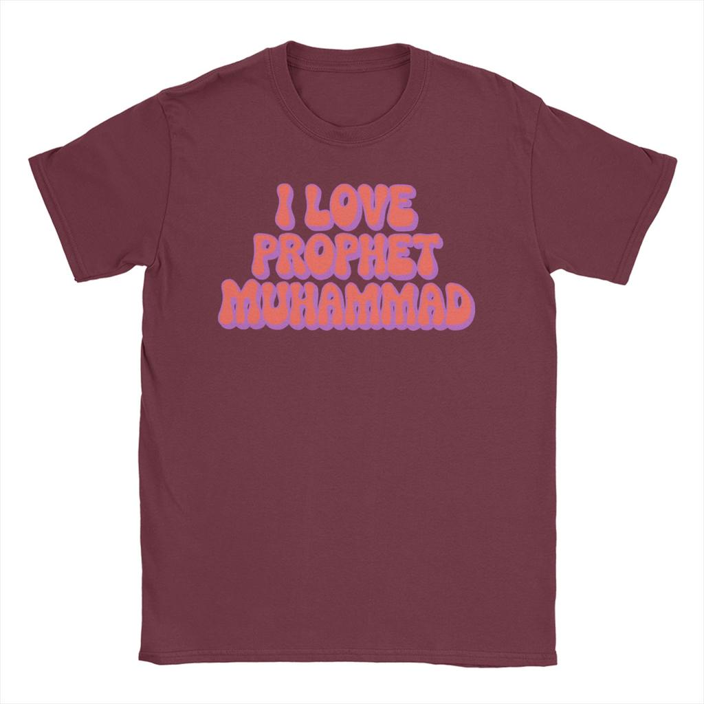 Funny I Love Muhammad T-Shirt Men Round Collar 100% Cotton T Shirt  Short Sleeve Tees Adult Clothing