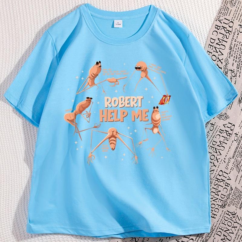 Marcus The Worm Funny Meme Robert Help Me T Shirt Funny Man Woman Cootton Graphic Tees High Quality Short Sleeve Round Neck Tee