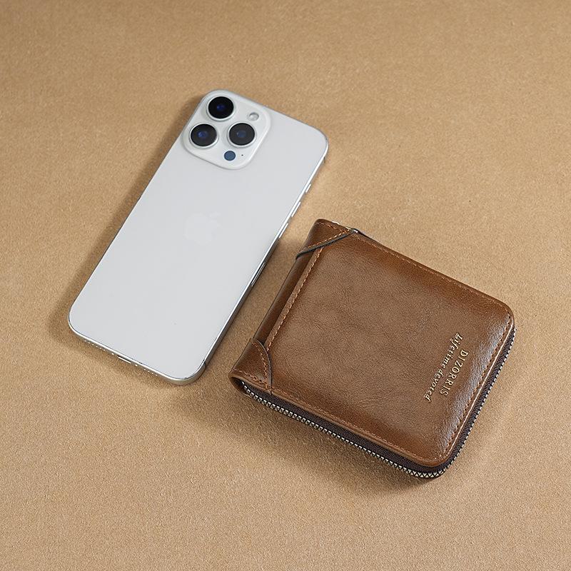 Men's Retro Leather Wallet - Driver's License & Card Holder with Zipper