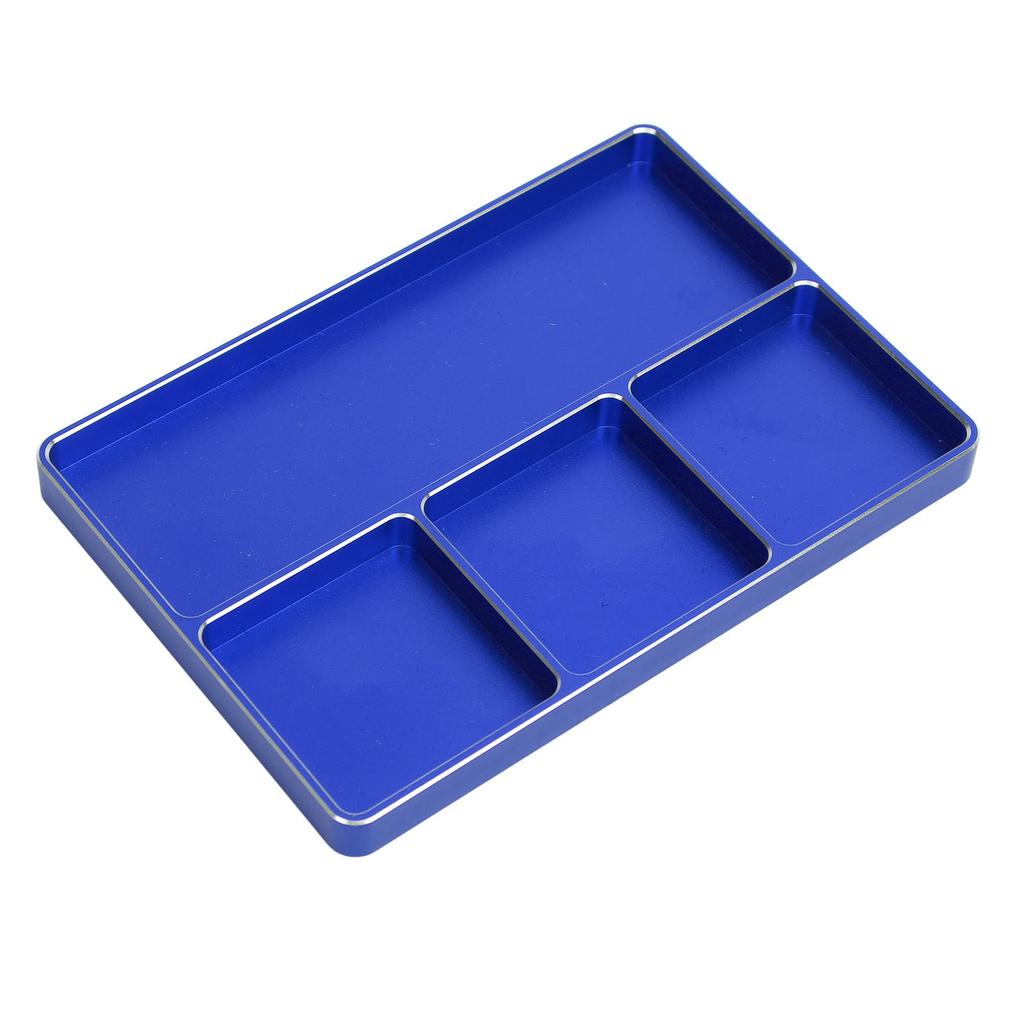 RC Repair Screw Tray 4 Grids Aluminum Alloy Screw Tray with Magnetic Pad for 1/10 1/8 RC Car RC Airplanes