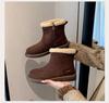 2025 new all-leather boots Martin boots platform-soled Boken shoes plus fluff thermal boots snow boots cotton shoes