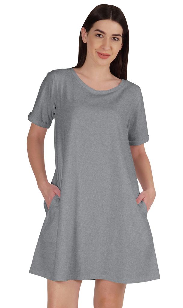 Inkmeso Vestido swing com bolsos verão algodão túnica camiseta vestido para mulheres