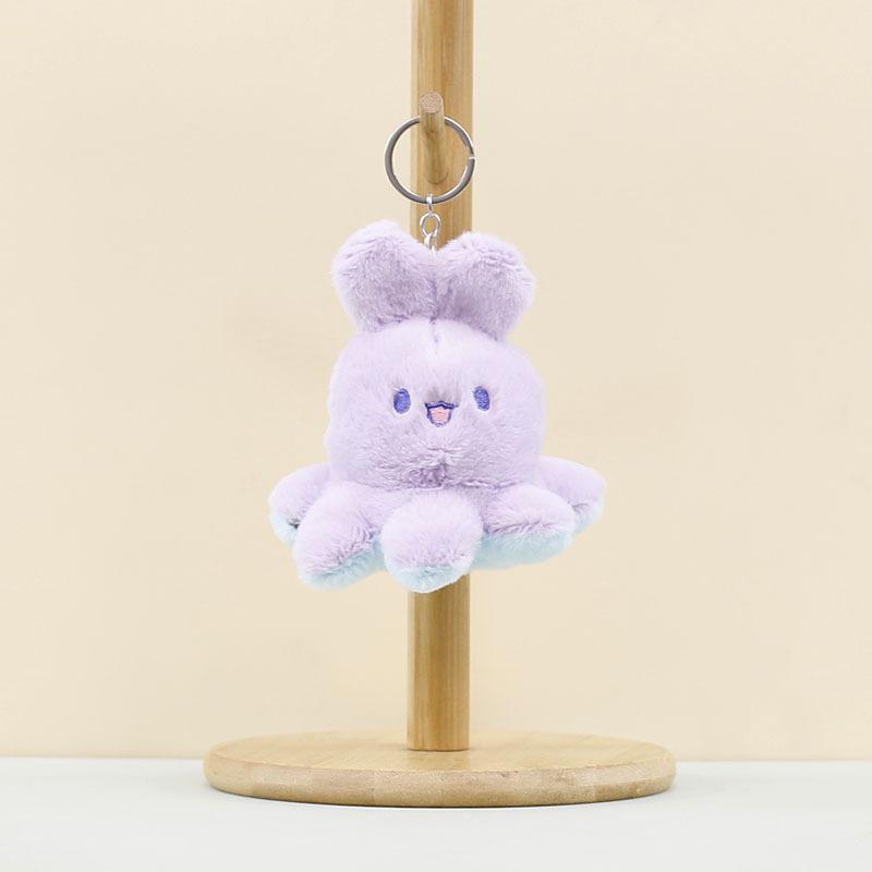And Pink Cute White Plush Octopus Rabbit Keychain Adorable Stuffed Animal Accessory