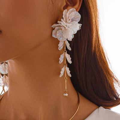 Colorful Scallop Flower Tassel Earrings - European & American Fashion All-Match