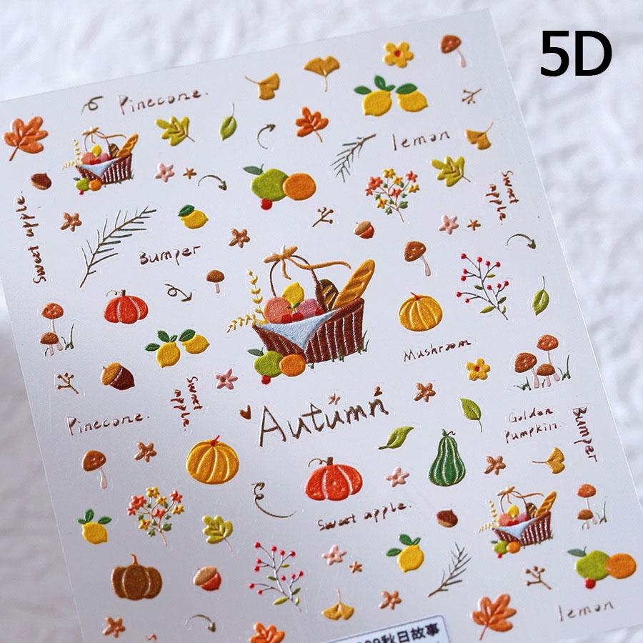 Cartoon Cute Bear Pudding Pretzel Bread Croissant Cookies Shiny 3D Self Adhesive Nail Art Stickers Bakery Lovely Manicure Decals