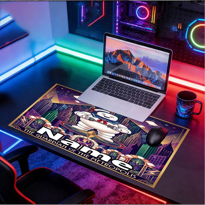 Custom Name Personalized Ghostbusters Pattern Mousepad, Laptop PC Desk Mat, Decorative Desk Mat for Home Keyboard Pad Gift