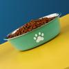 Stainless Steel Pet Water Food Bowl with Paw Print Anti-slip Silicone Base Feeder for Dogs Cats Home Outdoor Use