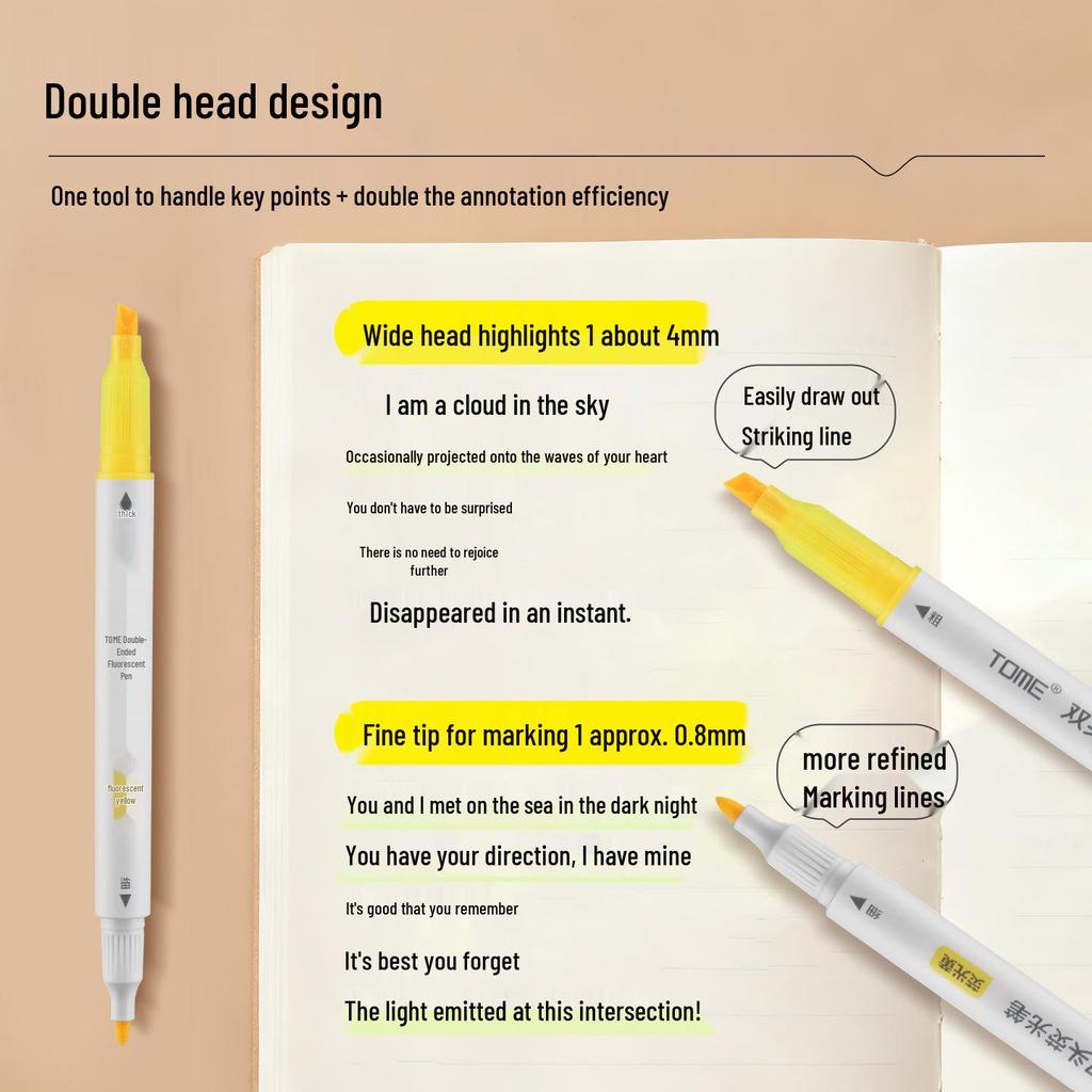 TOME Dual-Head Fluorescent Highlighters for Colorful Planning and Decoration