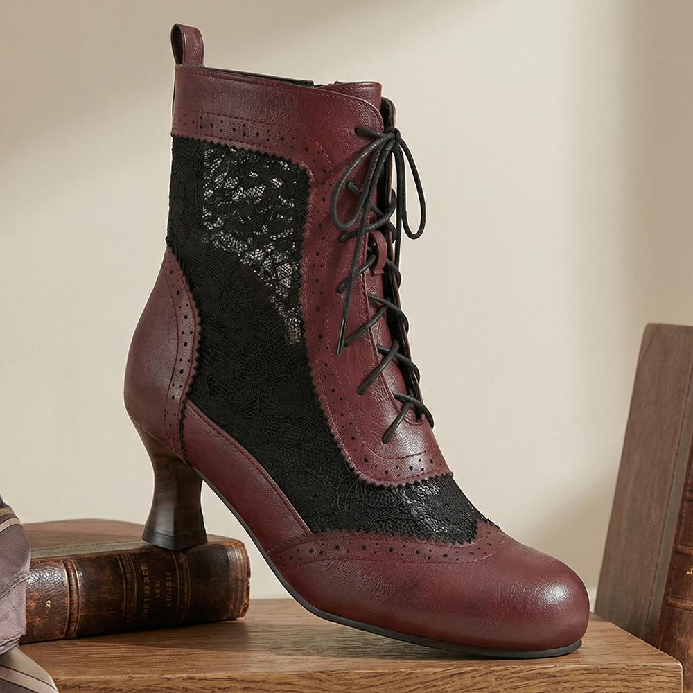 

Spring Breathable White Women Ankle Boots High Kitten Heels Wide Fit Lady Daily Wear Shoes Plus Small Size 13 32 48 50 39 вина червоного кольору