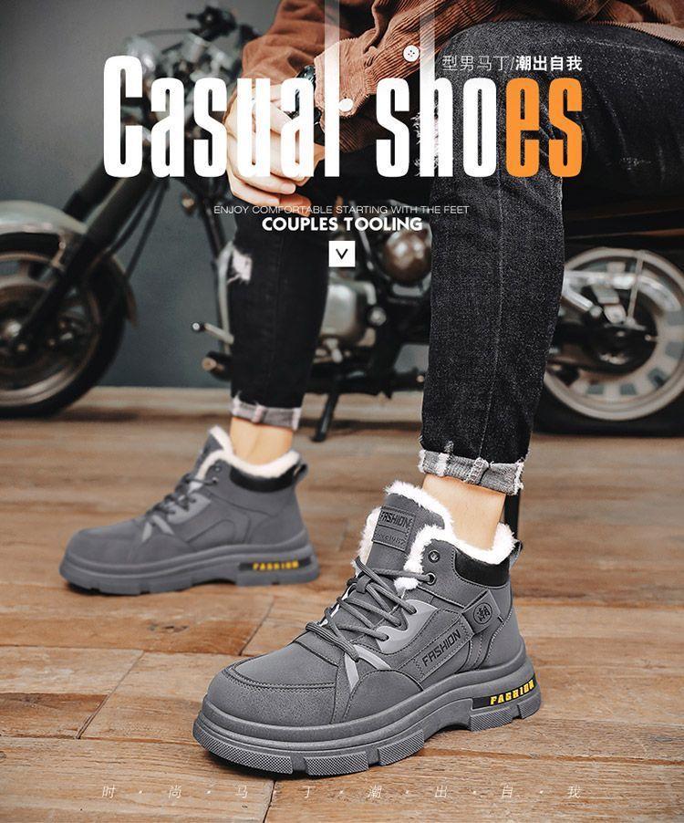 Cotton boots men's winter new style with thick velve warm and anti slip snow boots men's outdoor hiking cotton shoes