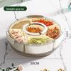 Six-Compartment Rotating Fruit Plate with Handle, Moisture-Proof Lid, Dried Fruit & Spice Box, Round Snack Container