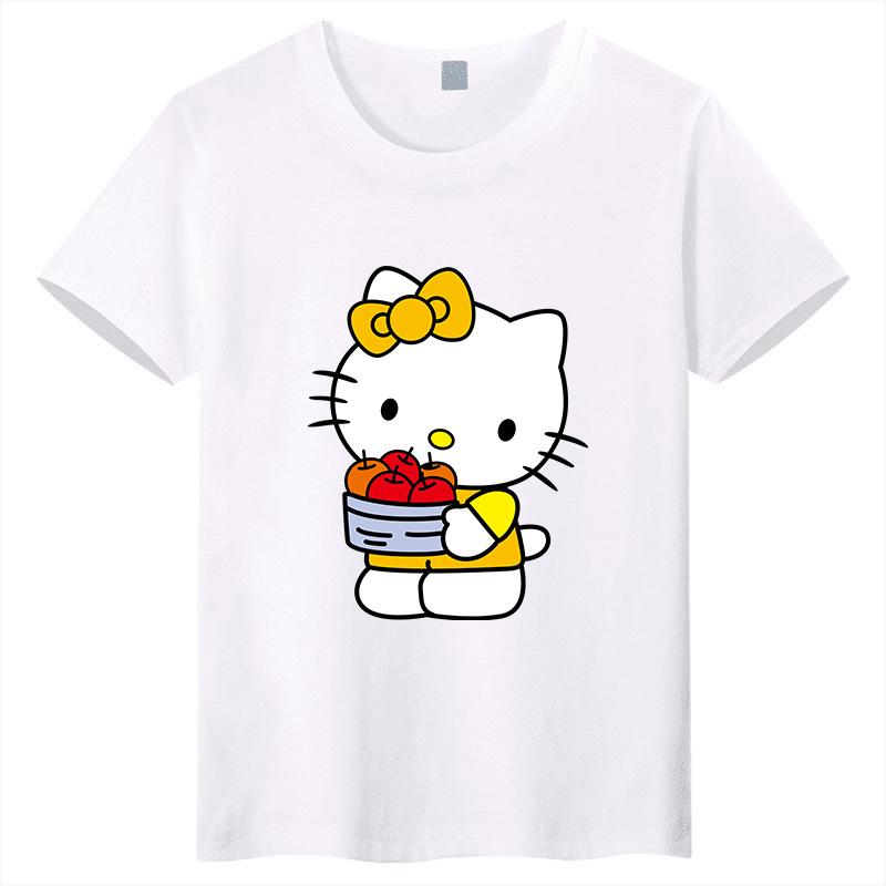 Brand New Sanrio Hello Kitty Cartoon Print Children's T-shirt, Round Neck, Cute and Casual, Versatile Short Sleeves